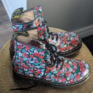 Floral Lace-Up Boots